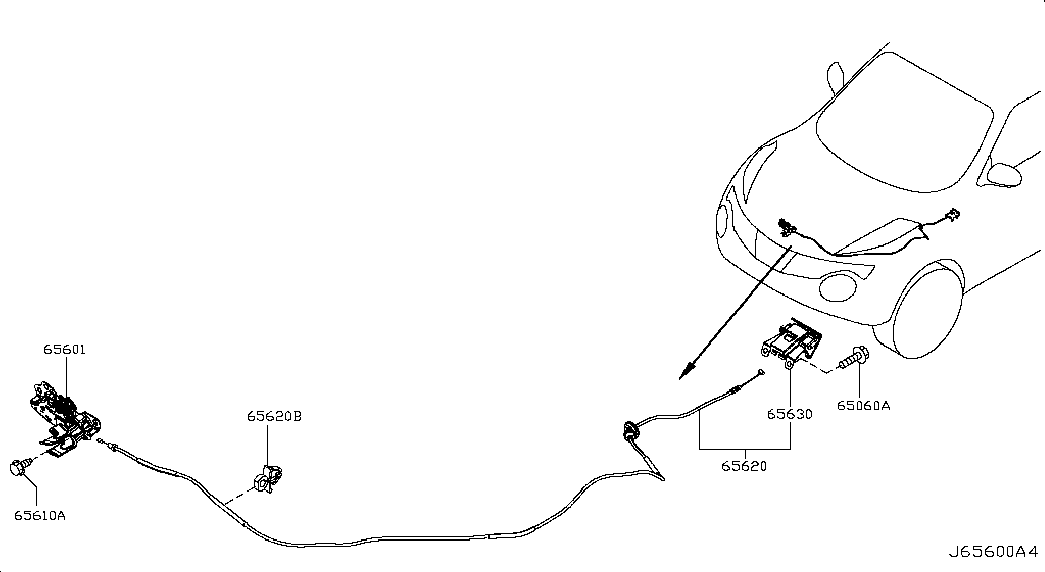 Замок капота для Nissan Juke 2010-2014