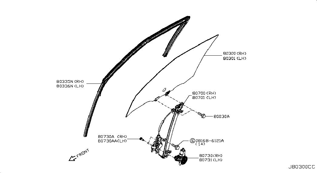 Стекло передней правой двери для Nissan Juke 2010-2014