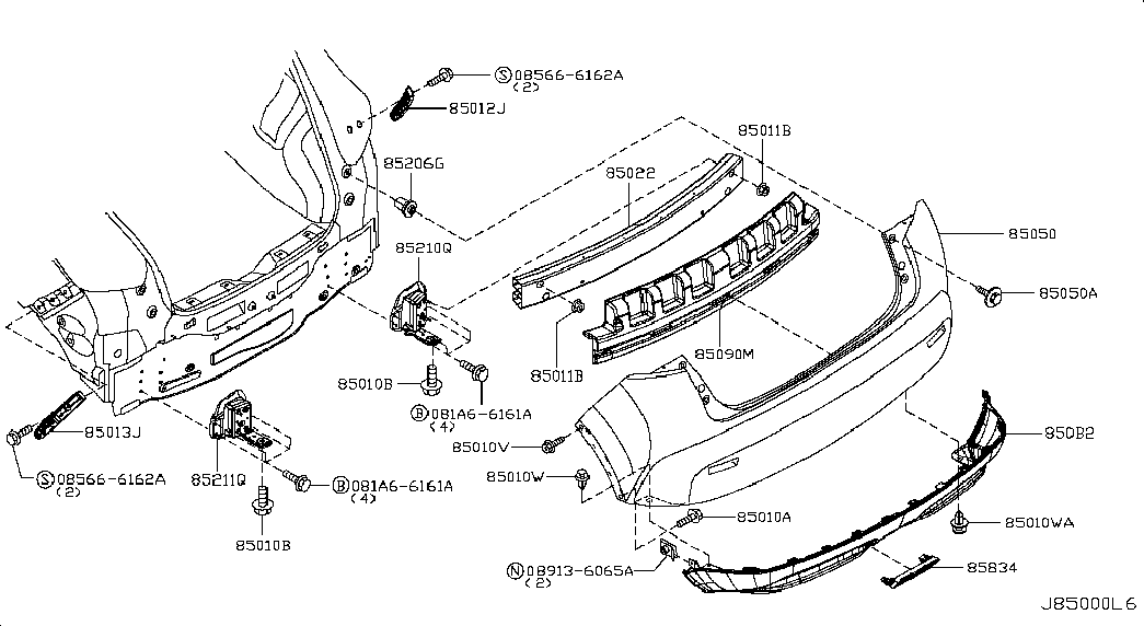 Усилитель заднего бампера для Nissan Juke 2010-2014