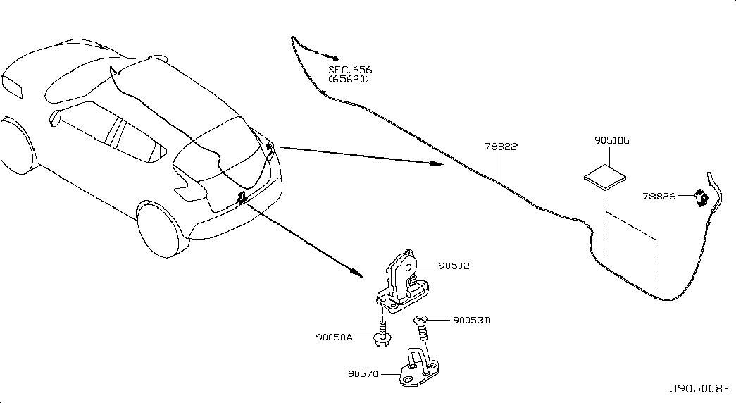 Замок багажника для Nissan Juke 2010-2014