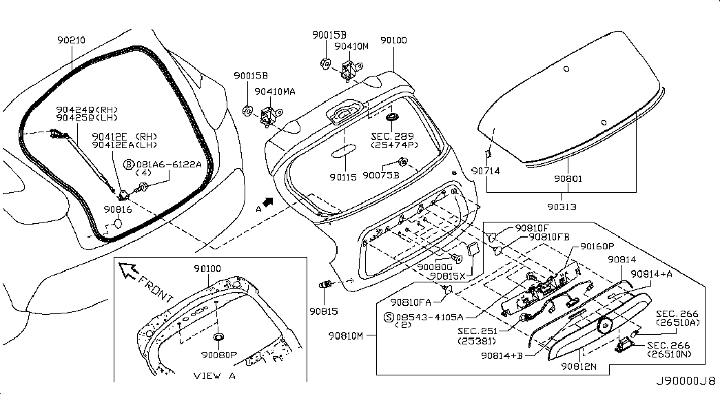 Петля крышки багажника левая для Nissan Juke 2010-2014