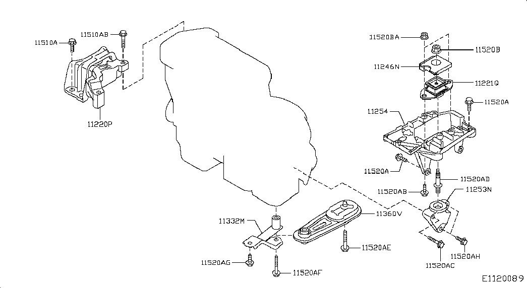 Подушка двигателя левая для Nissan Juke 2014-2018