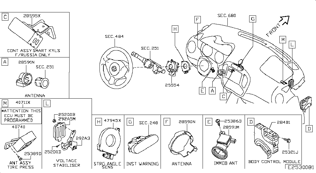 Контактная группа руля для Nissan Juke 2014-2018