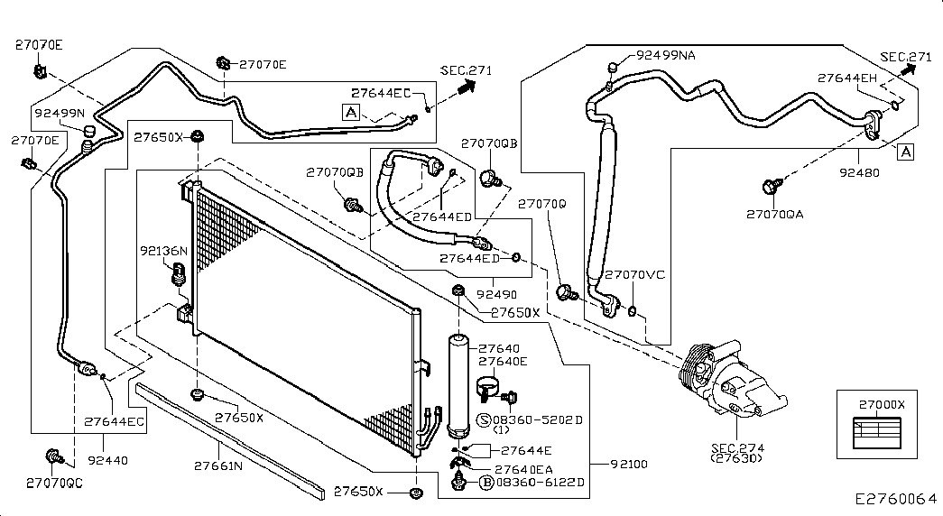 Трубка компрессора кондиционера для Nissan Juke 2014-2018