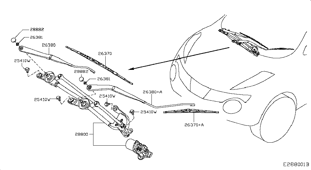 Моторчик переднего стеклоочистителя для Nissan Juke 2014-2018
