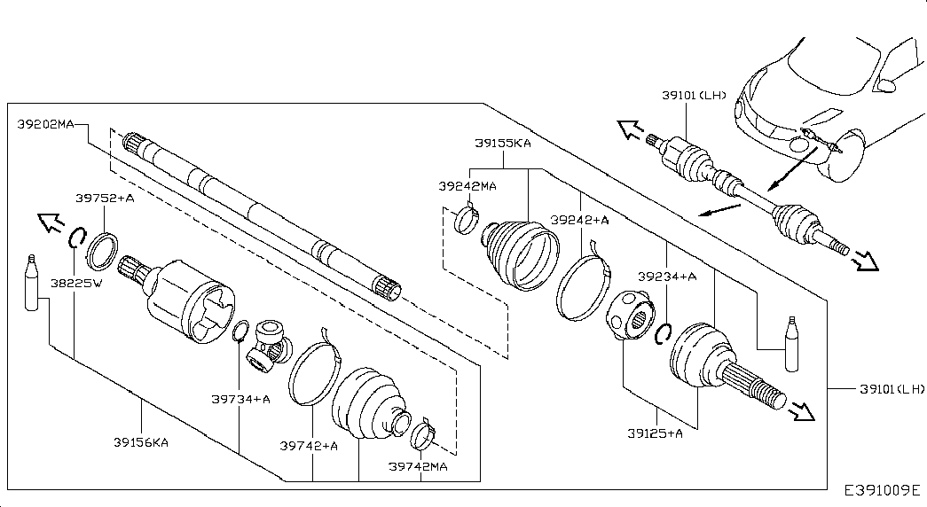 Приводной вал передний левый для Nissan Juke 2014-2018