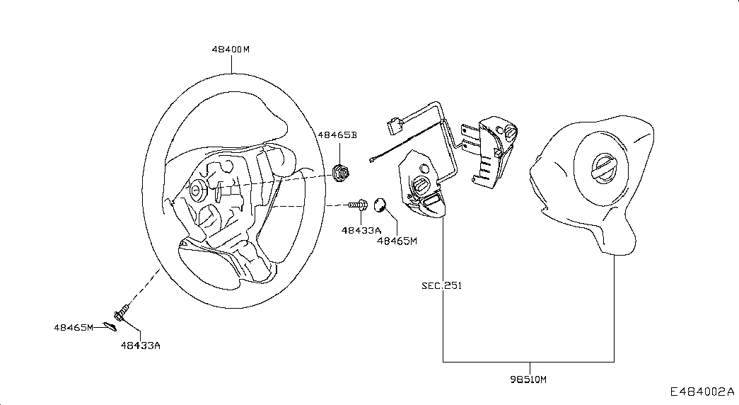 Подушка безопасности водителя для Nissan Juke 2014-2018
