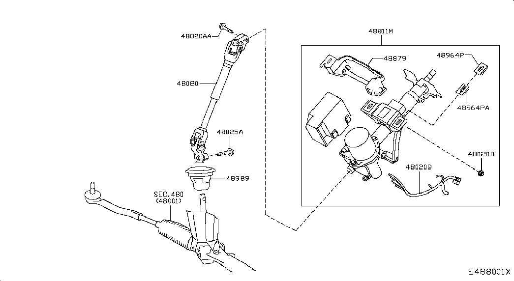 Рулевой вал нижний для Nissan Juke 2014-2018