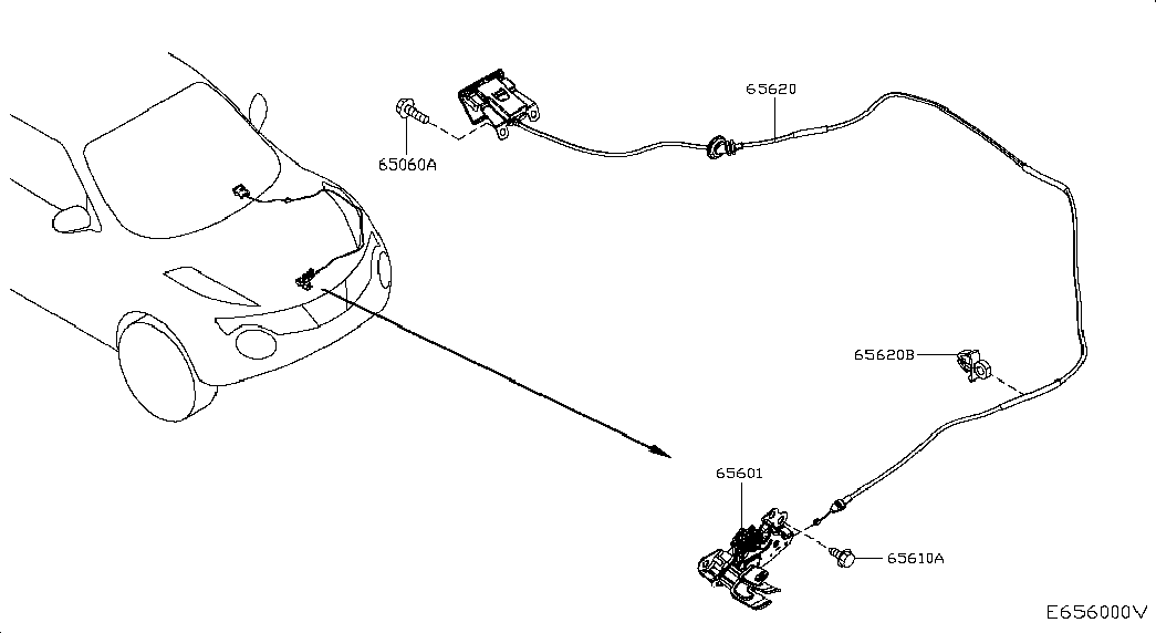 Замок капота для Nissan Juke 2014-2018