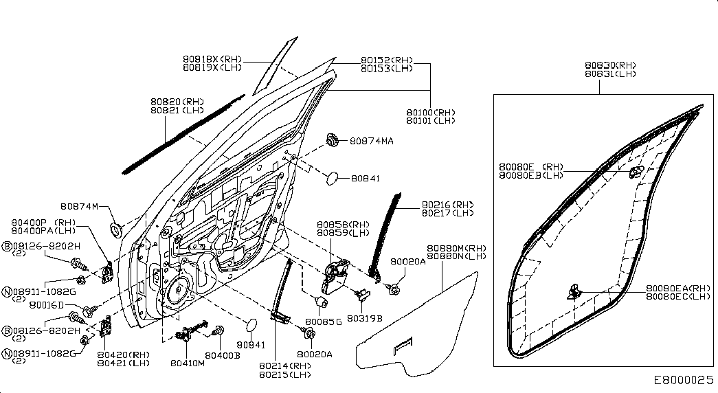 Дверь передняя правая для Nissan Juke 2014-2018