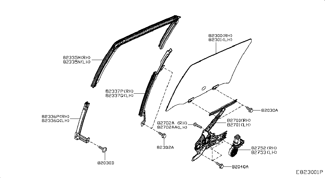 Стекло задней правой двери для Nissan Juke 2014-2018