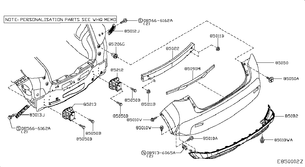 Бампер задний для Nissan Juke 2014-2018