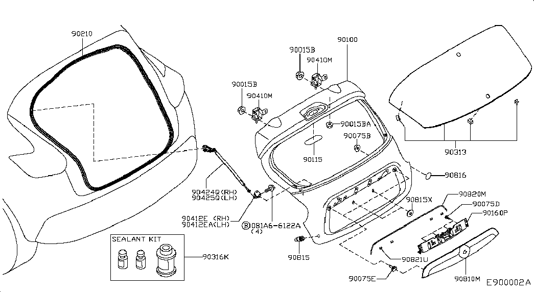Стекло заднее для Nissan Juke 2014-2018