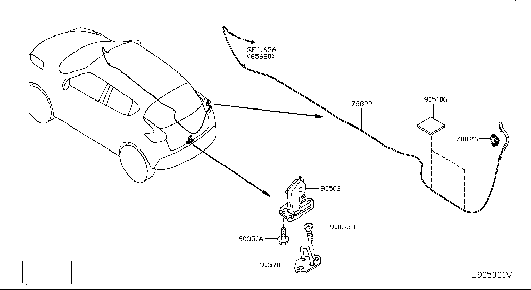 Замок багажника для Nissan Juke 2014-2018
