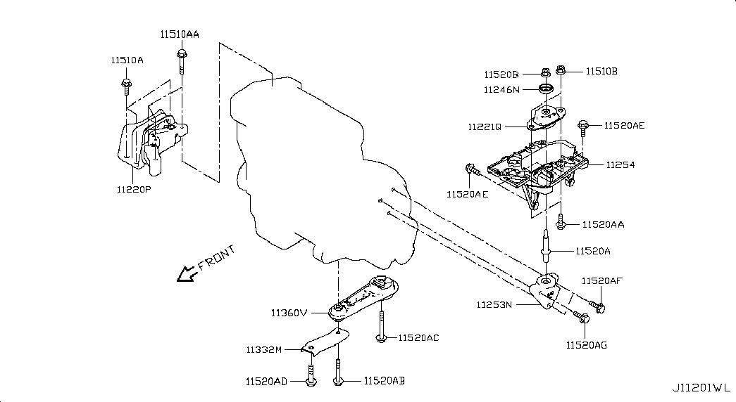 Подушка двигателя задняя для Ниссан Сентра 2012-2017