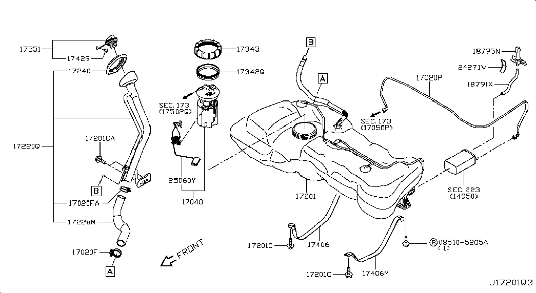 Горловина заливная бака топливного для Ниссан Сентра 2012-2017