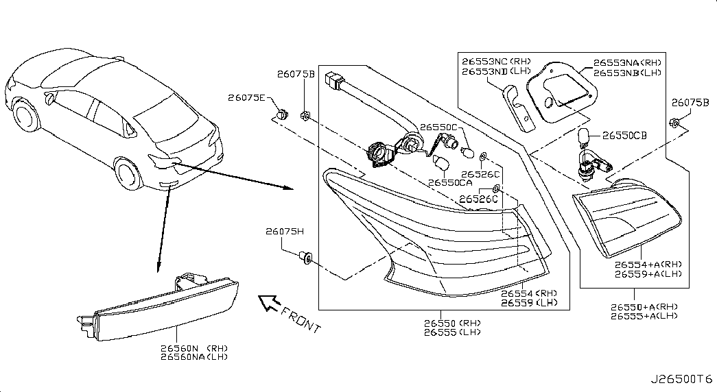 Фонарь задний левый на крыле для Ниссан Сентра 2012-2017