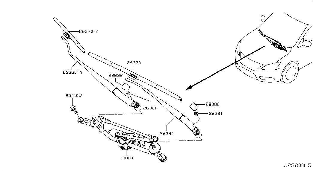 Трапеция переднего стеклоочистителя для Ниссан Сентра 2012-2017