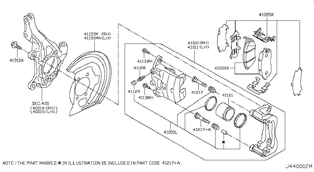 Суппорт тормозной передний левый для Ниссан Сентра 2012-2017