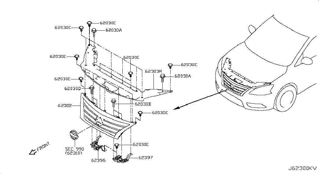 Решетка радиатора для Ниссан Сентра 2012-2017