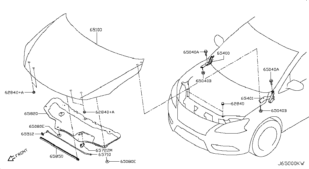 Петля капота левая для Ниссан Сентра 2012-2017