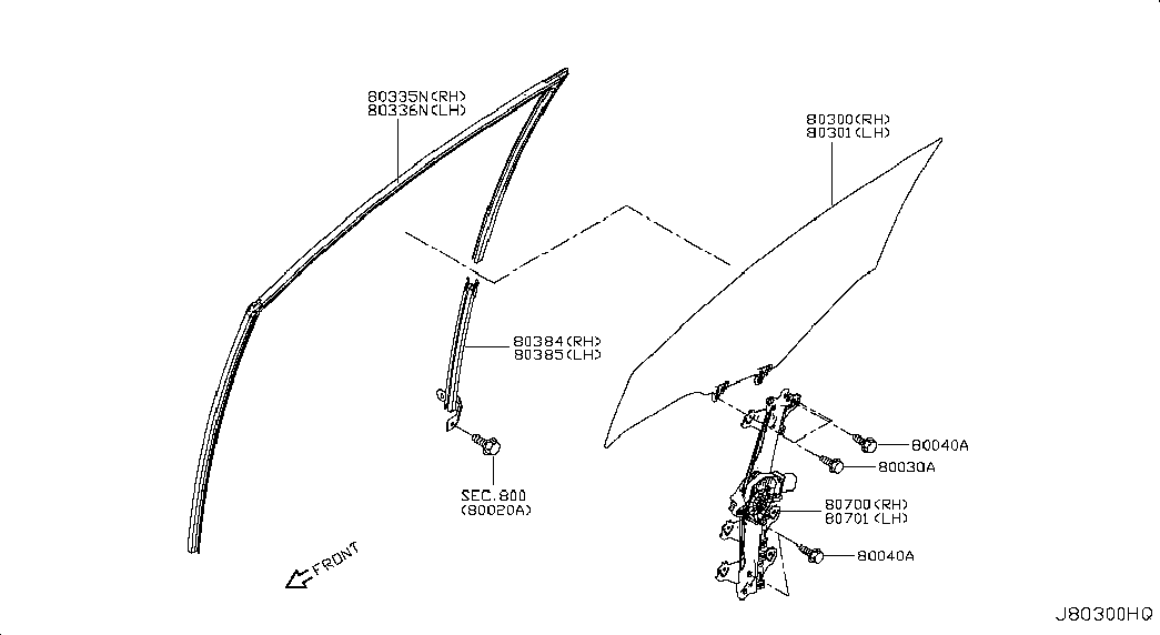 Стекло передней левой двери для Ниссан Сентра 2012-2017