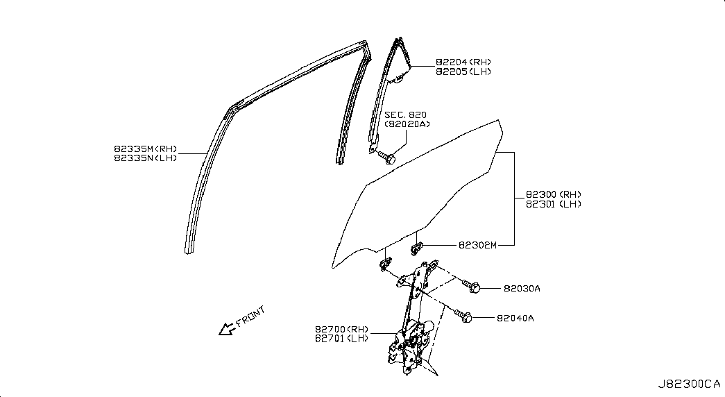 Стекло задней левой двери для Ниссан Сентра 2012-2017