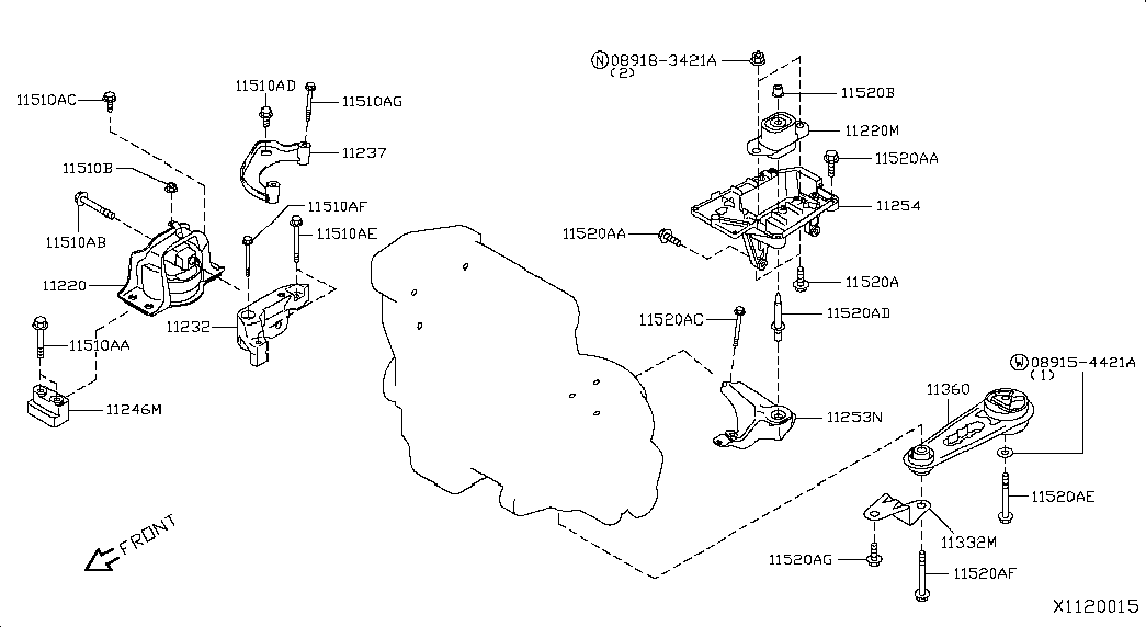 Подушка двигателя левая для Ниссан Тиида 2004-2012