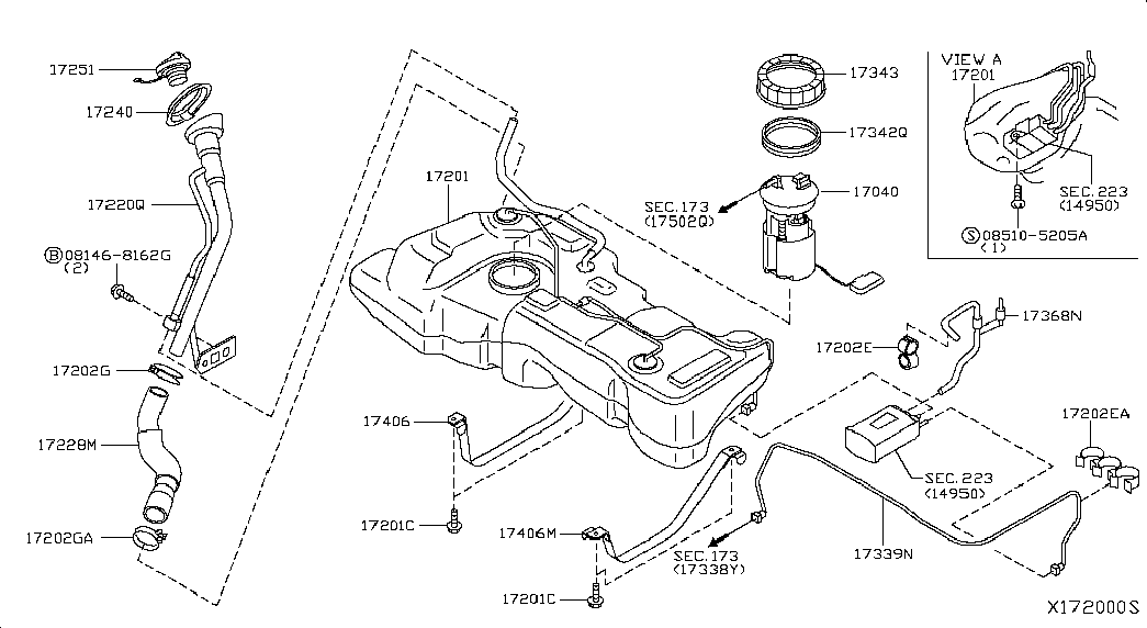 Топливный насос в сборе для Ниссан Тиида 2004-2012