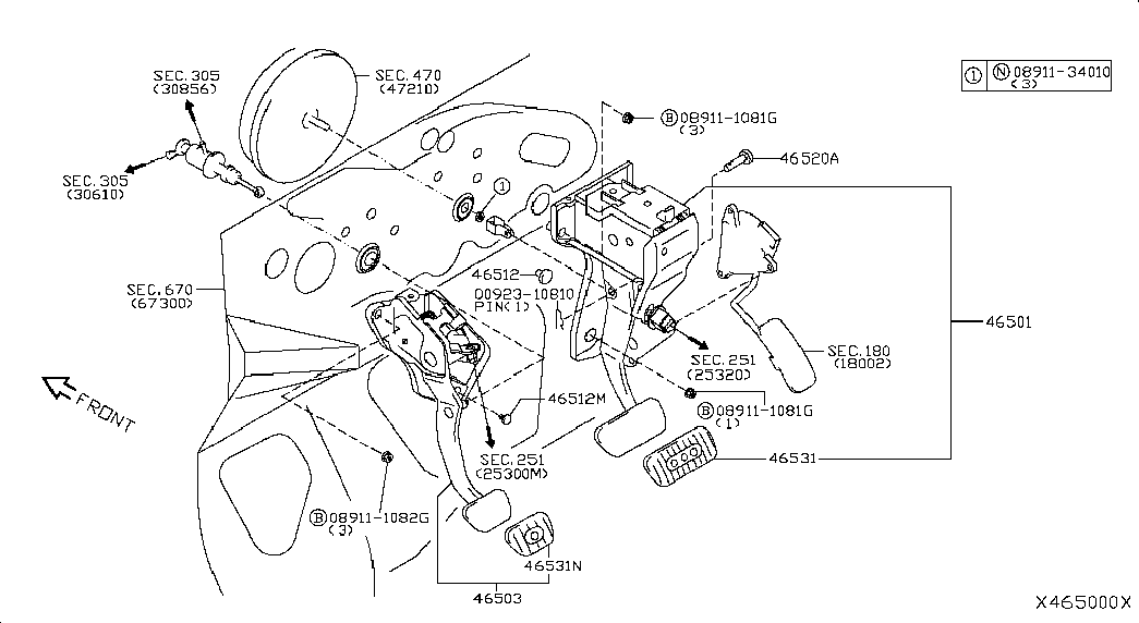 Педаль тормоза для Ниссан Тиида 2004-2012