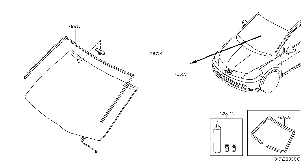 Лобовое стекло для Ниссан Тиида 2004-2012