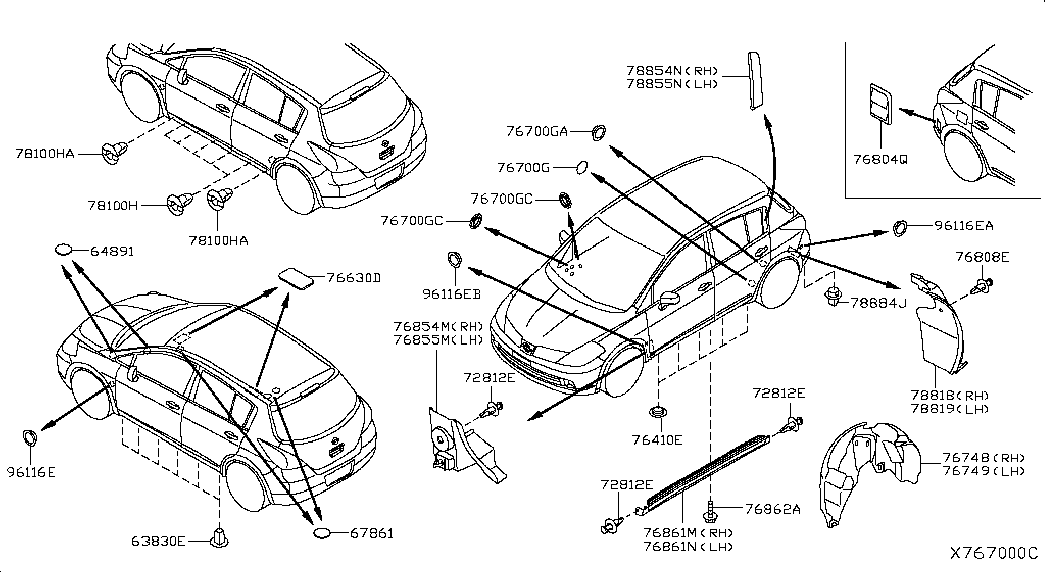 Порог, подножка левая для Ниссан Тиида 2004-2012