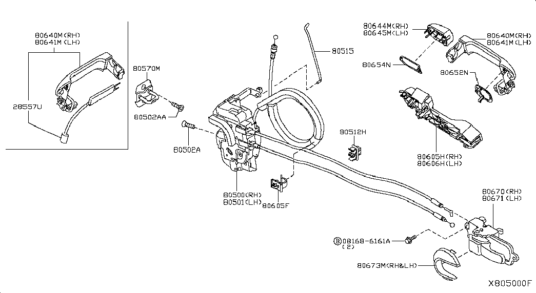 Замок передней левой двери для Ниссан Тиида 2004-2012