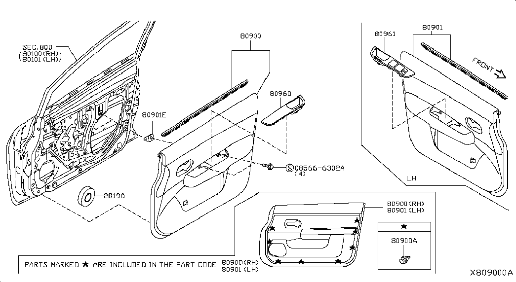 Панель отделки передней правой двери для Ниссан Тиида 2004-2012
