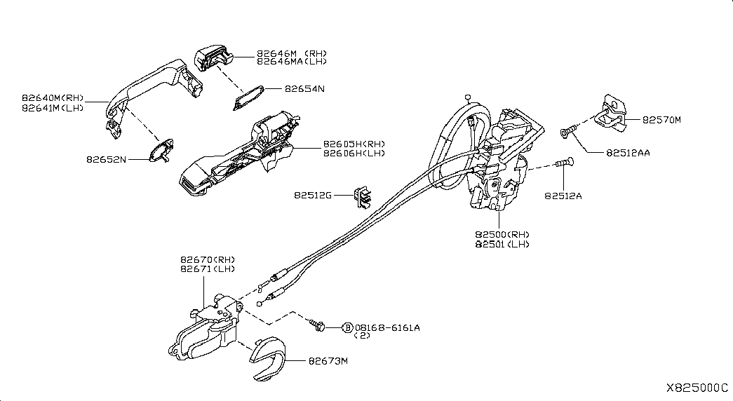 Ручка задней правой двери для Ниссан Тиида 2004-2012
