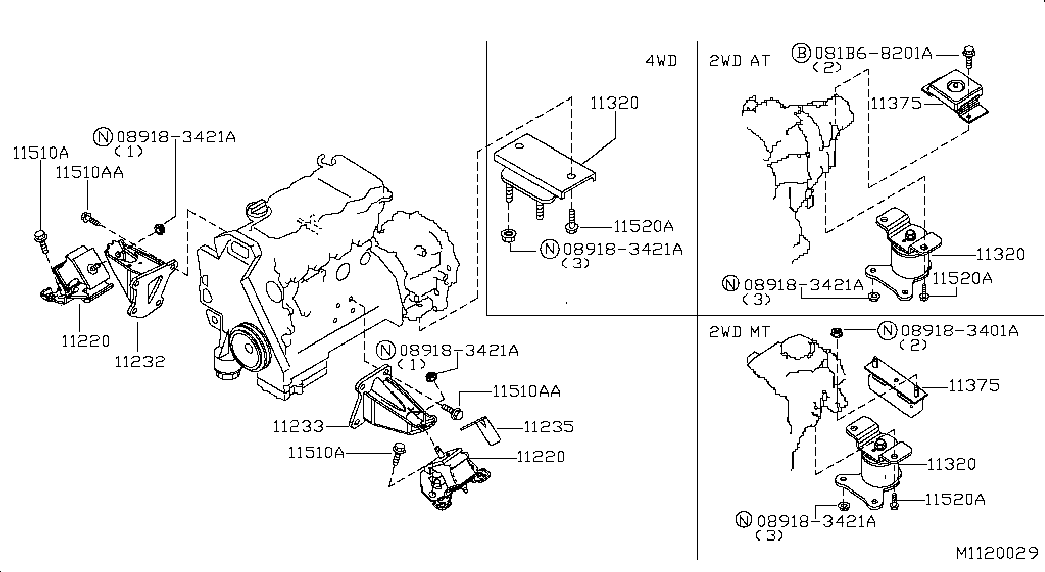 Подушка двигателя задняя для Ниссан Навара 2004-2010
