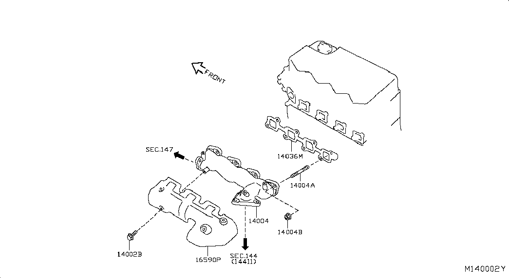 Коллектор выпускной для Ниссан Навара 2004-2010