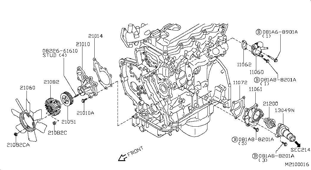 Помпа водяная для Ниссан Навара 2004-2010