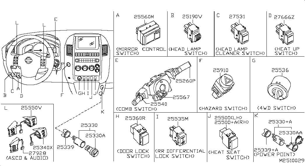 Подрулевой переключатель стеклоочистителя для Ниссан Навара 2004-2010