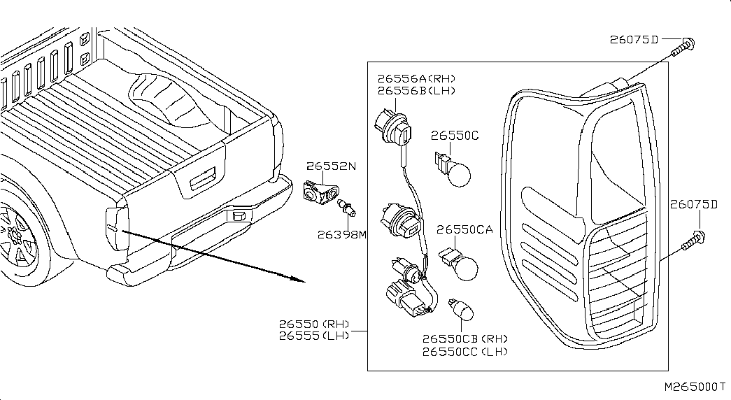 Фонарь задний левый на крыле для Ниссан Навара 2004-2010