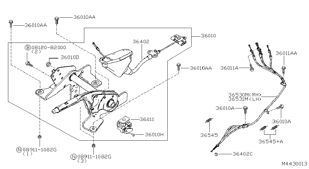 Рычаг стояночного, ручного тормоза для Ниссан Навара 2004-2010