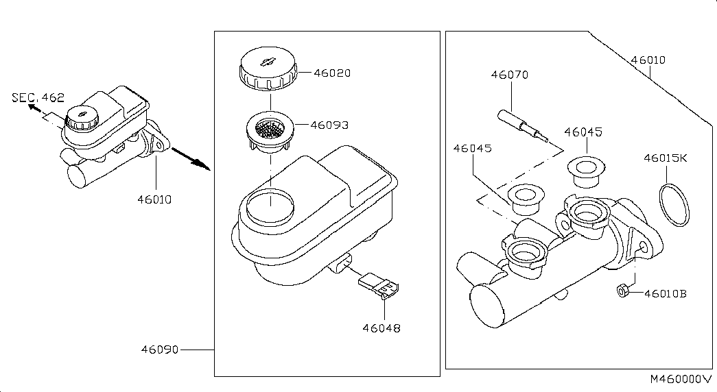 Главный тормозной цилиндр с бачком для Ниссан Навара 2004-2010