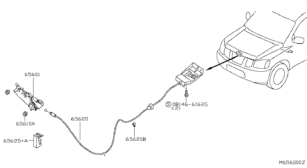 Замок капота для Ниссан Навара 2004-2010