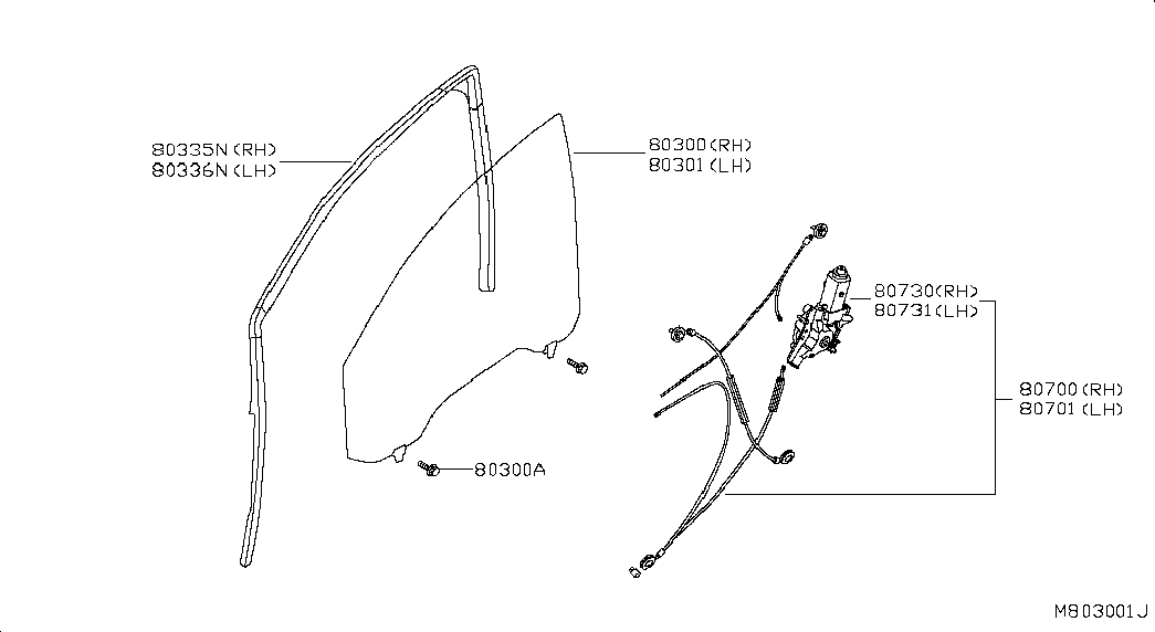 Стекло передней правой двери для Ниссан Навара 2004-2010