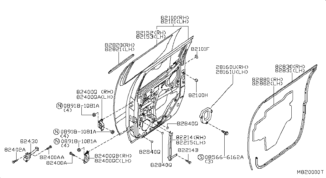 Дверь задняя левая для Ниссан Навара 2004-2010