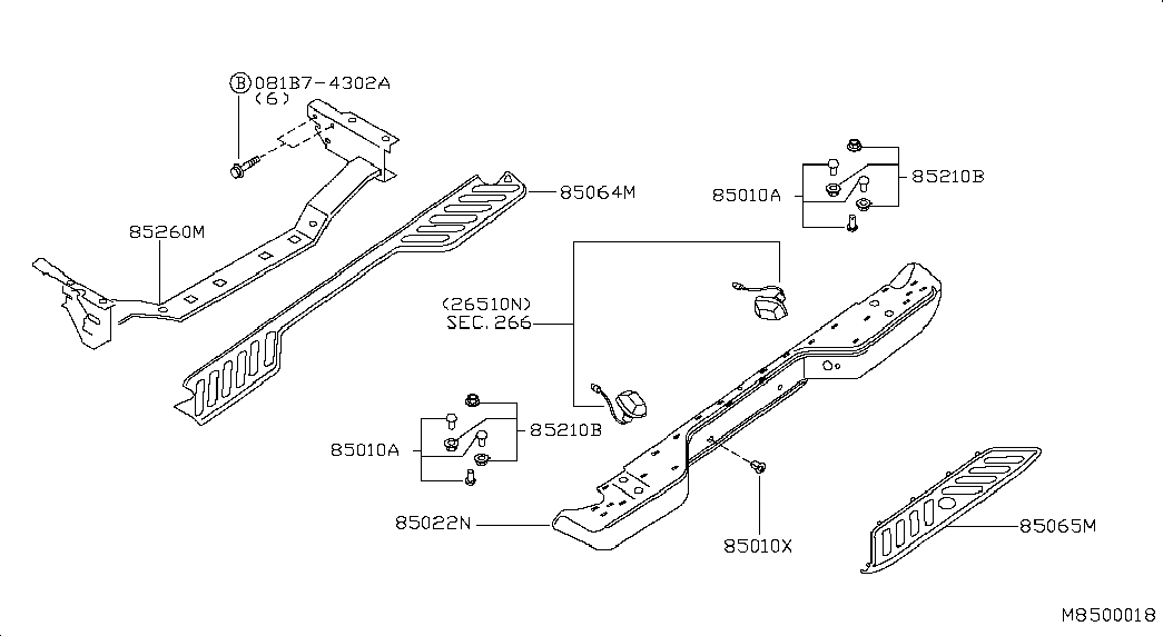 Бампер задний для Ниссан Навара 2004-2010