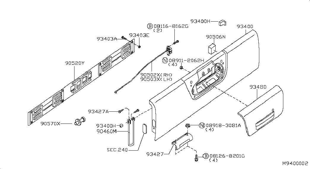 Петля крышки багажника левая для Ниссан Навара 2004-2010