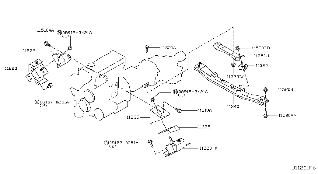 Подушка двигателя задняя для Ниссан NP-300 2008-2018