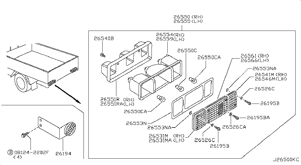 Фонарь задний левый на багажнике для Ниссан NP-300 2008-2018