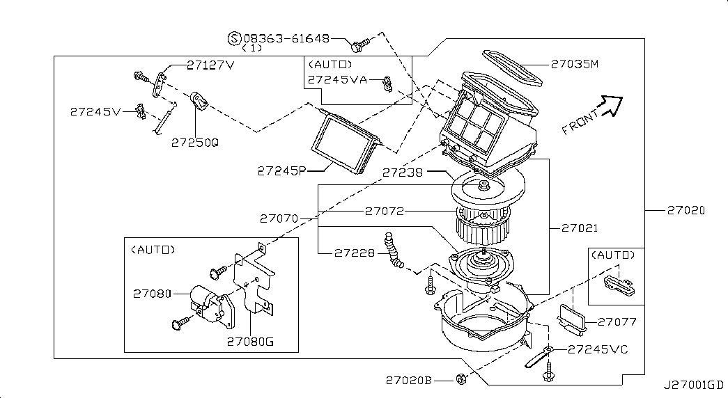 Вентилятор салона в сборе для Ниссан NP-300 2008-2018
